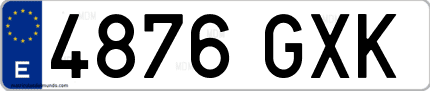 Ejemplo de matrícula de coche ordinaria 4876 GXK