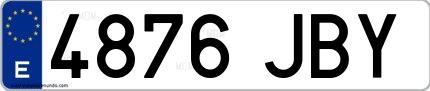 Ejemplo de matrícula española 4876 JBY