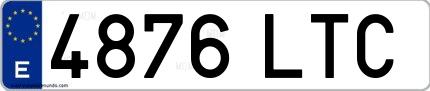 Ejemplo de matrícula española 4876 LTC
