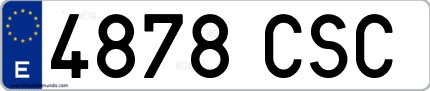 Ejemplo de matrícula de coche ordinaria 4878 CSC