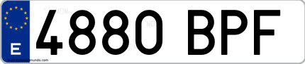 Ejemplo de matrícula española 4880 BPF