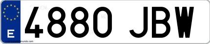 Ejemplo de matrícula española 4880 JBW