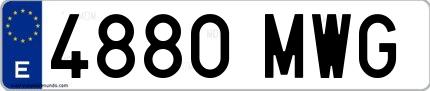 Ejemplo de matrícula española 4880 MWG