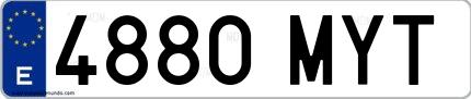 Ejemplo de matrícula de coche ordinaria 4880 MYT