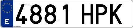 Ejemplo de matrícula española 4881 HPK