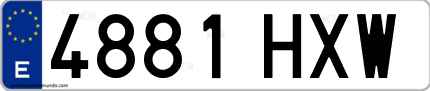 Ejemplo de matrícula de coche ordinaria 4881 HXW