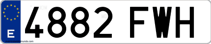 Ejemplo de matrícula de coche ordinaria 4882 FWH