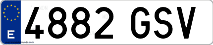 Ejemplo de matrícula de coche ordinaria 4882 GSV