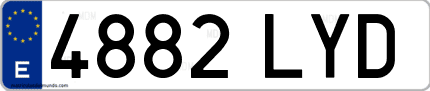 Ejemplo de matrícula de coche ordinaria 4882 LYD