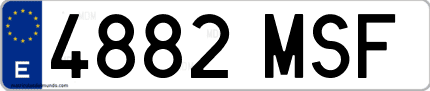 Ejemplo de matrícula de coche ordinaria 4882 MSF