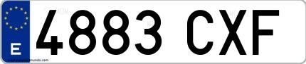 Ejemplo de matrícula española 4883 CXF