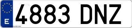 Ejemplo de matrícula española 4883 DNZ