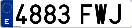 Ejemplo de matrícula de coche ordinaria 4883 FWJ