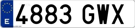 Ejemplo de matrícula española 4883 GWX