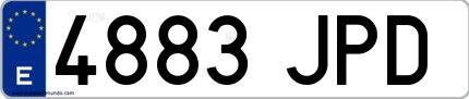 Ejemplo de matrícula española 4883 JPD