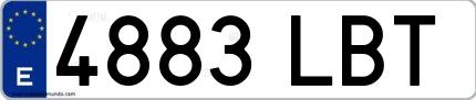 Ejemplo de matrícula española 4883 LBT