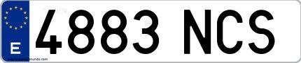 Ejemplo de matrícula española 4883 NCS