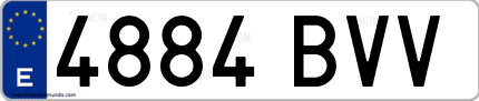 Ejemplo de matrícula de coche ordinaria 4884 BVV