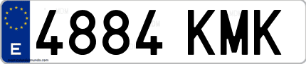 Ejemplo de matrícula de coche ordinaria 4884 KMK