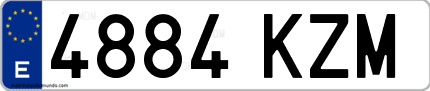 Ejemplo de matrícula de coche ordinaria 4884 KZM