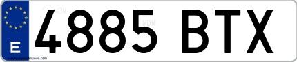 Ejemplo de matrícula de coche ordinaria 4885 BTX