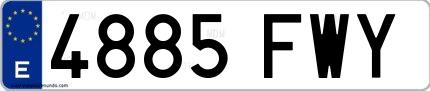 Ejemplo de matrícula española 4885 FWY