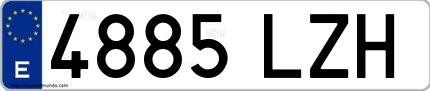 Ejemplo de matrícula española 4885 LZH