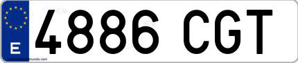 Ejemplo de matrícula española 4886 CGT