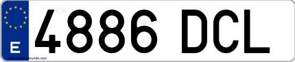 Ejemplo de matrícula española 4886 DCL