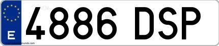 Ejemplo de matrícula española 4886 DSP