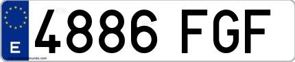 Ejemplo de matrícula española 4886 FGF