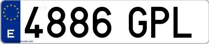 Ejemplo de matrícula española 4886 GPL