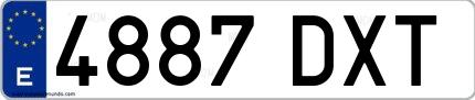 Ejemplo de matrícula española 4887 DXT
