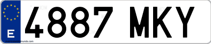 Ejemplo de matrícula de coche ordinaria 4887 MKY