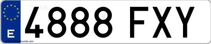 Ejemplo de matrícula española 4888 FXY