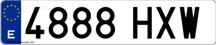 Ejemplo de matrícula de coche ordinaria 4888 HXW