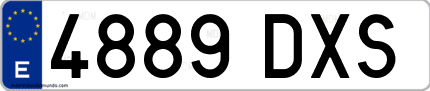 Ejemplo de matrícula de coche ordinaria 4889 DXS