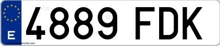 Ejemplo de matrícula española 4889 FDK
