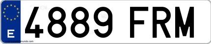Ejemplo de matrícula de coche ordinaria 4889 FRM