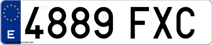Ejemplo de matrícula de coche ordinaria 4889 FXC