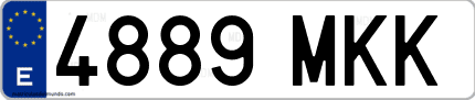 Ejemplo de matrícula de coche ordinaria 4889 MKK