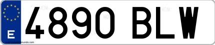 Ejemplo de matrícula española 4890 BLW