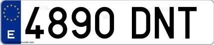 Ejemplo de matrícula española 4890 DNT