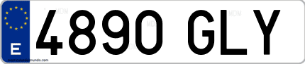 Ejemplo de matrícula de coche ordinaria 4890 GLY