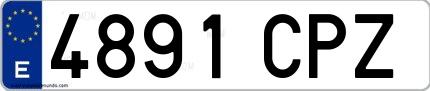 Ejemplo de matrícula española 4891 CPZ