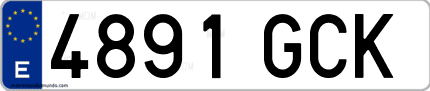 Ejemplo de matrícula de coche ordinaria 4891 GCK