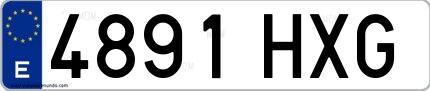 Ejemplo de matrícula española 4891 HXG
