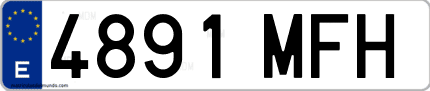 Ejemplo de matrícula de coche ordinaria 4891 MFH