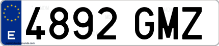 Ejemplo de matrícula de coche ordinaria 4892 GMZ