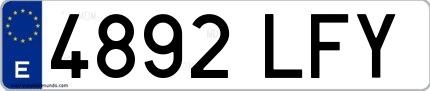 Ejemplo de matrícula española 4892 LFY